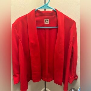 Anne Klein Red Blazer Open Front Lightweight